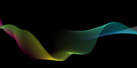 Naklejka premium abstract black wave background and Abstract blue wave curve lines banner background design. Vector illustration. Modern template abstract design flowing particles wave. 