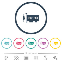 Fototapeta premium Gigabit ethernet network controller flat color icons in round outlines