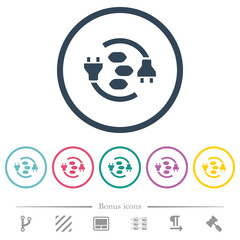 Coal energy flat color icons in round outlines