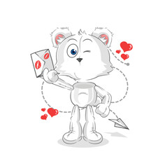 polar bear hold love letter illustration. character vector