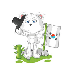 polar bear korean character. cartoon mascot vector