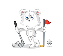 polar bear playing golf vector. cartoon character