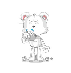 Fototapeta premium polar bear blowing nose character. cartoon mascot vector