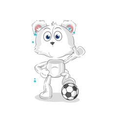 polar bear playing soccer illustration. character vector