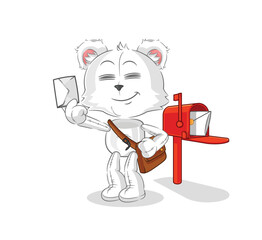 polar bear postman vector. cartoon character