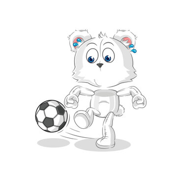polar bear kicking the ball cartoon. cartoon mascot vector