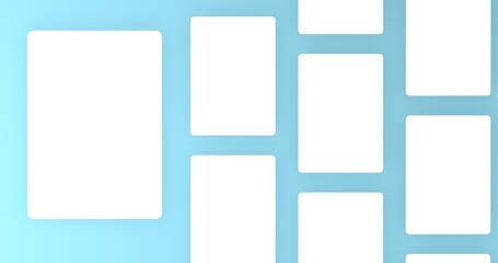 Playing cards mockup, deck of playing cards on blue background. 3D rendering illustration