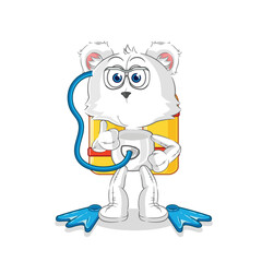 polar bear diver cartoon. cartoon mascot vector