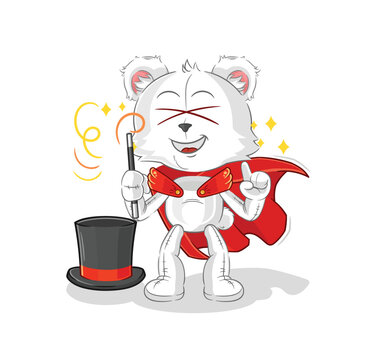 polar bear magician illustration. character vector