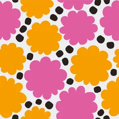 Tuinposter Abstract floral pattern. Cute and simple texture with hand drawn round shapes. Colorful background in retro style © iliveinoctober