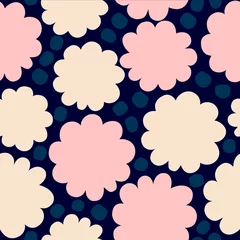 Plexiglas foto achterwand Abstract floral pattern. Cute and simple texture with hand drawn round shapes. Colorful background in retro style © iliveinoctober