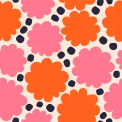 Fototapete Vector abstract floral pattern. Cute and simple texture with hand drawn round shapes. Colorful background in retro style  © iliveinoctober