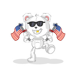 polar bear american youth cartoon mascot vector