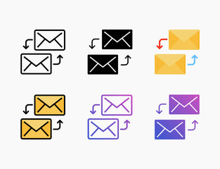 Email Exchange icon set with different styles. Style line, outline, flat, glyph, color, gradient. Can be used for digital product, presentation, print design and more.
