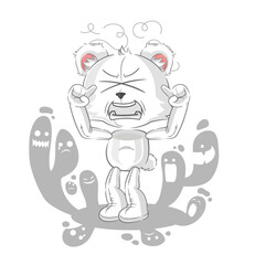 depressed polar bear character. cartoon vector
