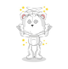 polar bear dizzy head mascot. cartoon vector