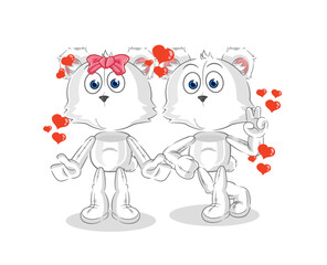 polar bear dating cartoon. character mascot vector