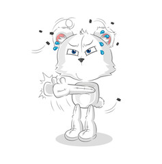 polar bear swat fly character. cartoon mascot vector