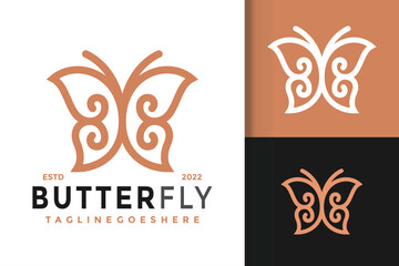 Butterfly Ornament Logo Design, brand identity logos vector, modern logo, Logo Designs Vector Illustration Template