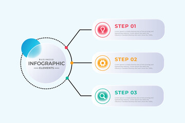3 step timeline modern infographic template 
