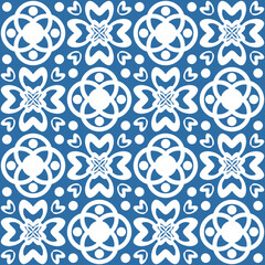 Azulejo square ceramic spanish tiles for wall and floor decoration, retro geometric symmetrical vector illustration