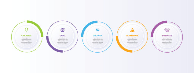 5-step circular business infographic template design