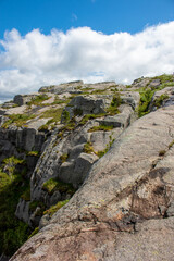 Rock Formations and Lysefjord landscape at Prekestolen (Preikestolen) in Rogaland in Norway (Norwegen, Norge or Noreg)
