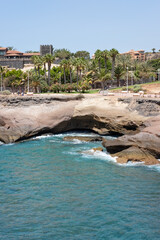 Exclusive coastal resort in the south of the island, popular for high-end hotels, shopping malls, restaurants and bars, Playa del Duque, Costa Adeje, Tenerife, Canary Islands, Spain