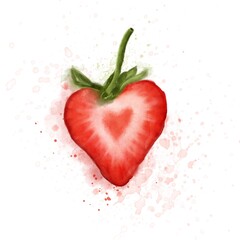 strawberry watercolour illustration