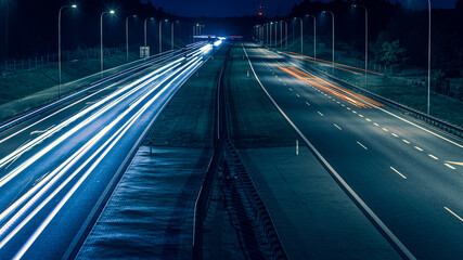 lights of cars with night. long exposure