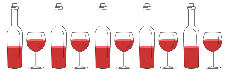Wine bottle with wine glass icon or silhouette. Alcohol symbol. Vector illustration.	
