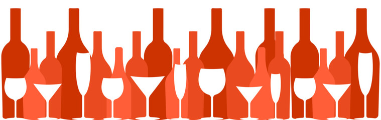 Wine bottle with wine glass icon or silhouette. Alcohol symbol. Vector illustration.	

