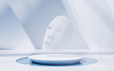 Facial mask with bright interior background, 3d rendering.