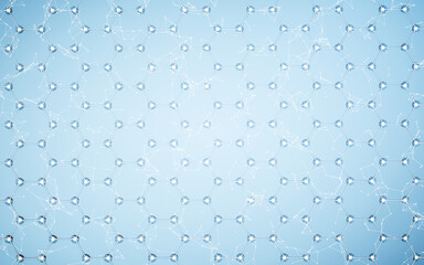 Molecule structure with hexagonal shape, 3d rendering.