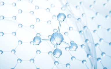 Molecule structure with transparent background, 3d rendering.