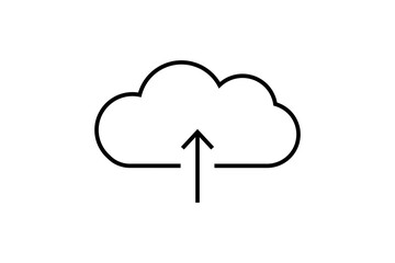 Cloud download  line ion with arrow