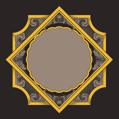 Classic heraldic badge with engraving flora
