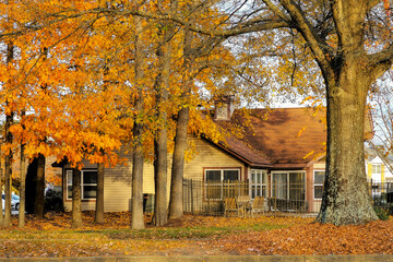 old house in autumn color
