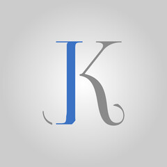 JK initial letter logo design template vector