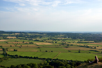 Naklejka premium View from the Glastonbury Tor, mid-summer in the UK
