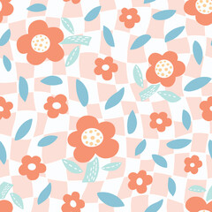 Floral seamless pattern in retro style. Vector illustration. Trendy design for any purpose. - 526102149
