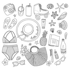 Collection of vector elements for summer beach holiday. Hello summer. - 526102176