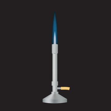 Bunsen Burner lab burner with flame vector illustration