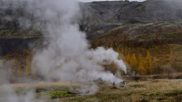 vapor from geothermal namafjall in iceland. Namafjall Hverir geothermal area in Iceland.