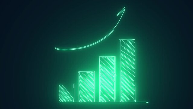 Futuristic bar graph showing uptrend Growth in business Animation