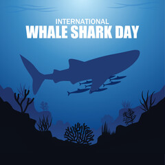 International whale shark day vector illustration. Suitable for Poster, Banners, campaign and greeting card. 