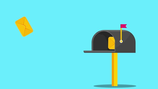 Email marketing concept in which mail is delivered into mail box digital marketing animation