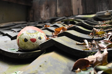 japanese roof tiles and pebbles