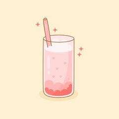 Pink Fresh Smoothie Drink in A Glass