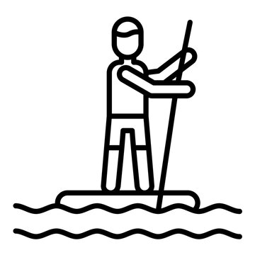 Standup Paddleboarding Line Icon